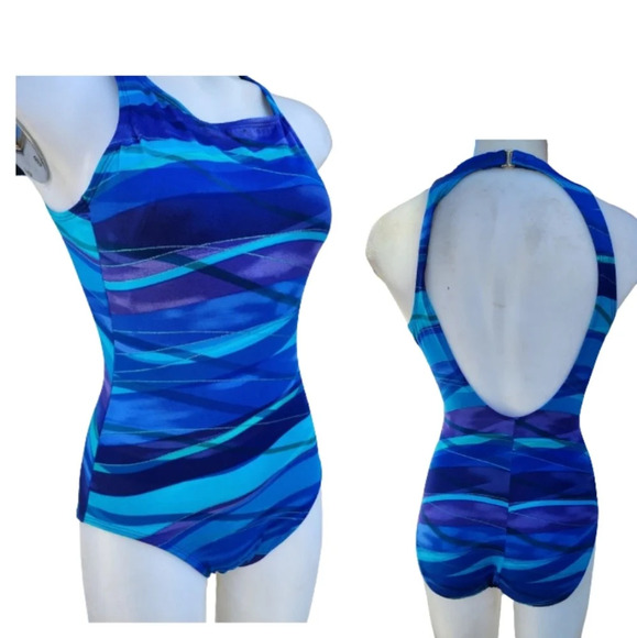 Sirena blue striped vintage swimsuit‎ 8 - Picture 1 of 10